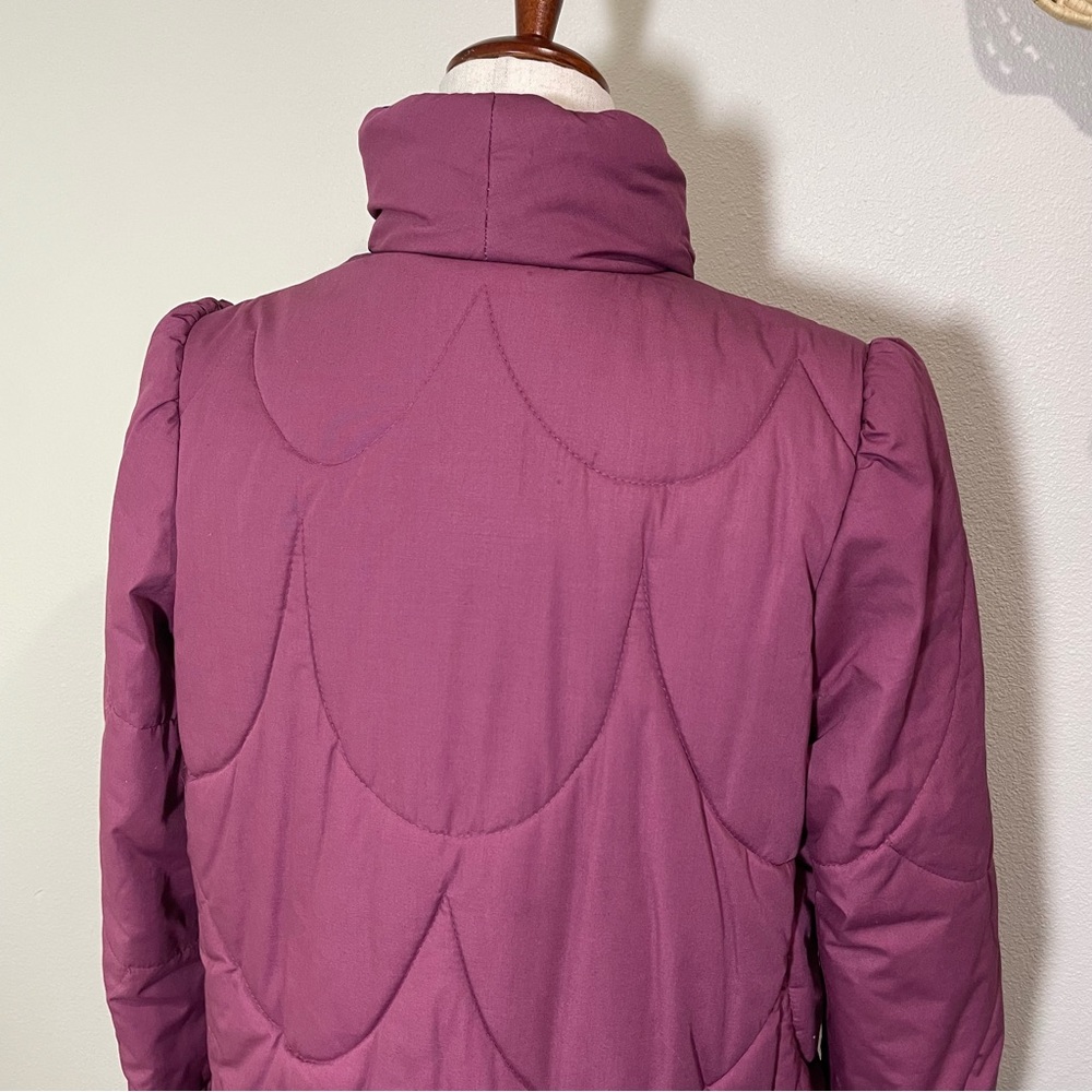 RARE Vtg 70s 80s Quilted Puffer Coat Saxton Hall Mauve/Blue Full Length Medium - Picture 6 of 16